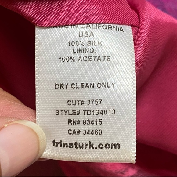 Trina Turk Dress Women’s Size 4 Purple Pink 100% Silk Tweed Dress - Picture 14 of 16